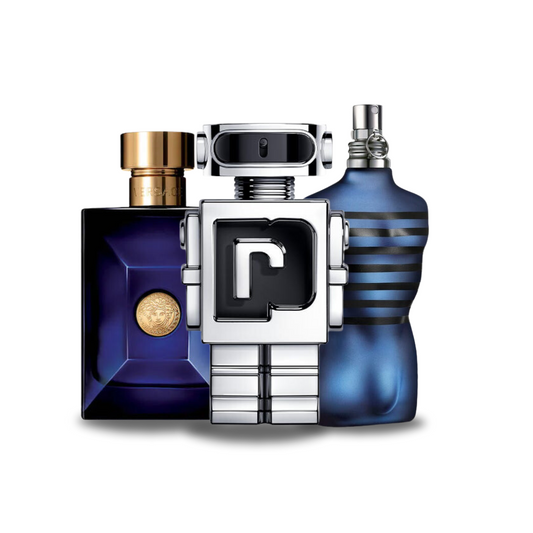 Combo promozionale di 3 profumi Versace DYLAN BLUE, Paco Rabanne PHANTOM y Jean Paul Gaultier ULTRA MALE 100ml